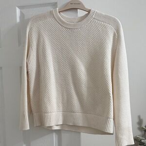 LOFT Textured Cream Crew Neck Sweater